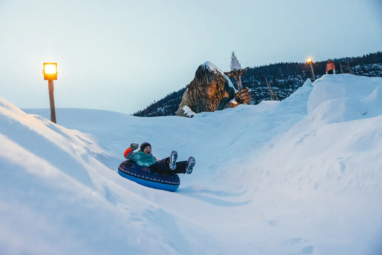 Snørafting i Hunderfossen Vinterpark